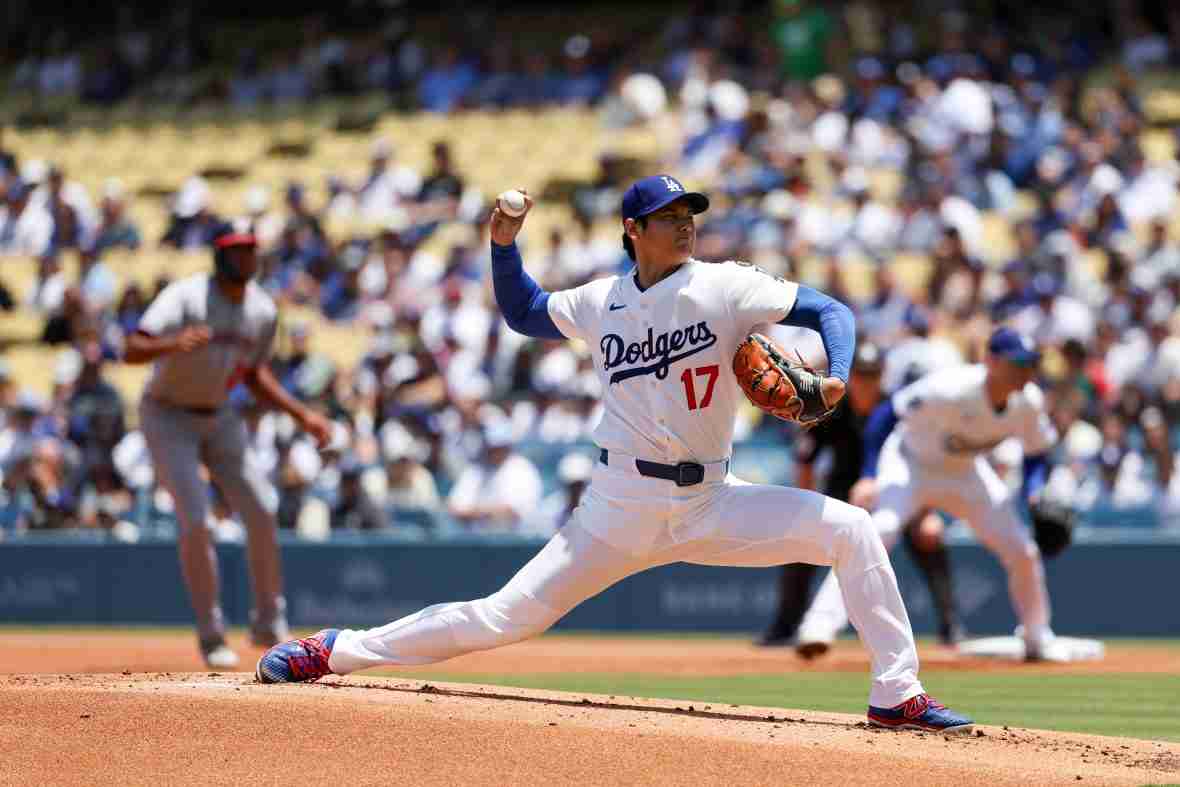 Current image: Jun 22, 2025; Los Angeles, California, USA; Los Angeles Dodgers two‑way player Shohei Ohtani (17) pitches the ball during the first inning against Washington Nationals at Dodger Stadium. Mandatory Credit: Kiyoshi Mio-Imagn Images